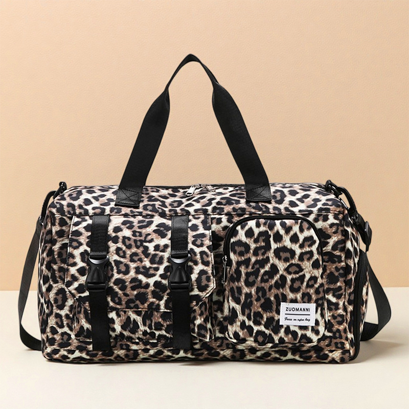 Yoga Fitness Bag - 세련된 레오파드 프린트 스포츠 짐 가방,