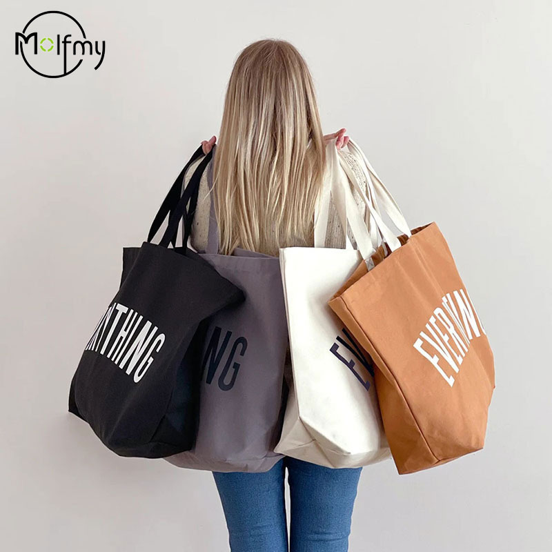 Yoga Fitness Bag - 대용량 캔버스 토트 백 추가 편지
