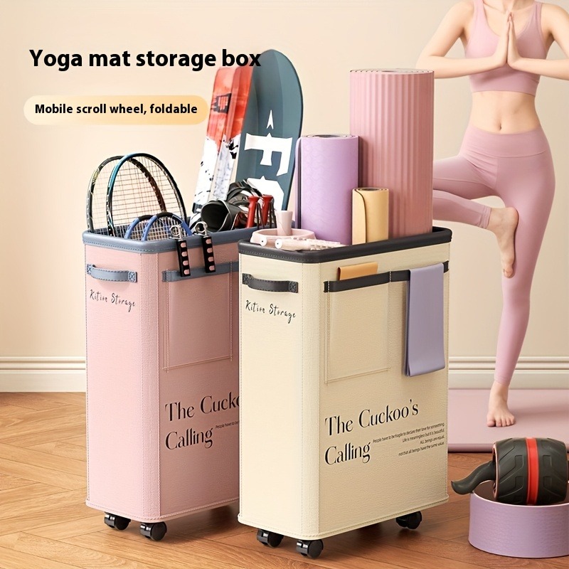 Yoga Fitness Mat - 바퀴 달린 요가 매트 보관 바구니,