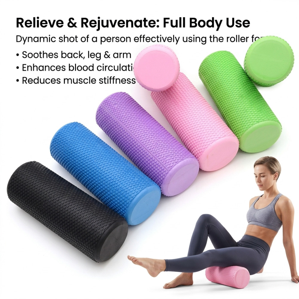 Yoga Fitness World - 30/45CM 요가 폼 롤러 고밀도 EVA
