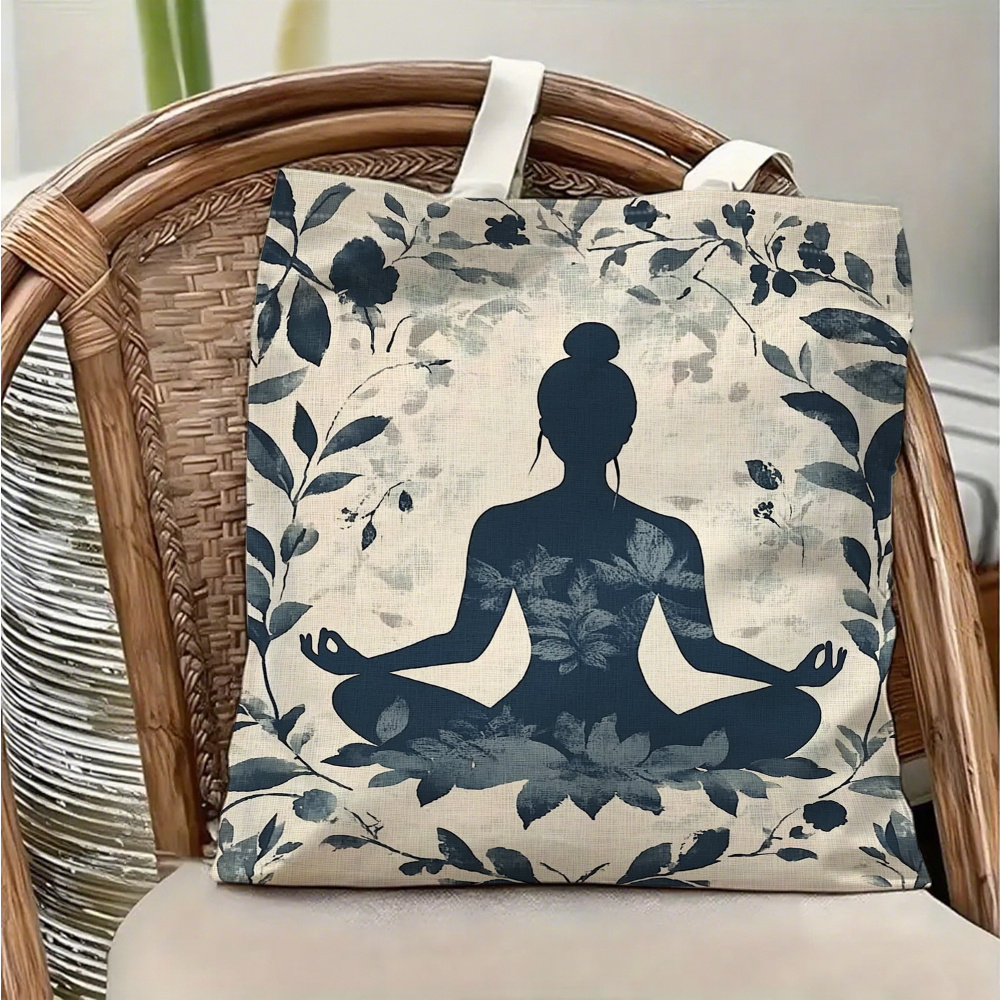 Yoga Fitness Bag - 1피스 요가 명상 테마 캔버스 숄더백,