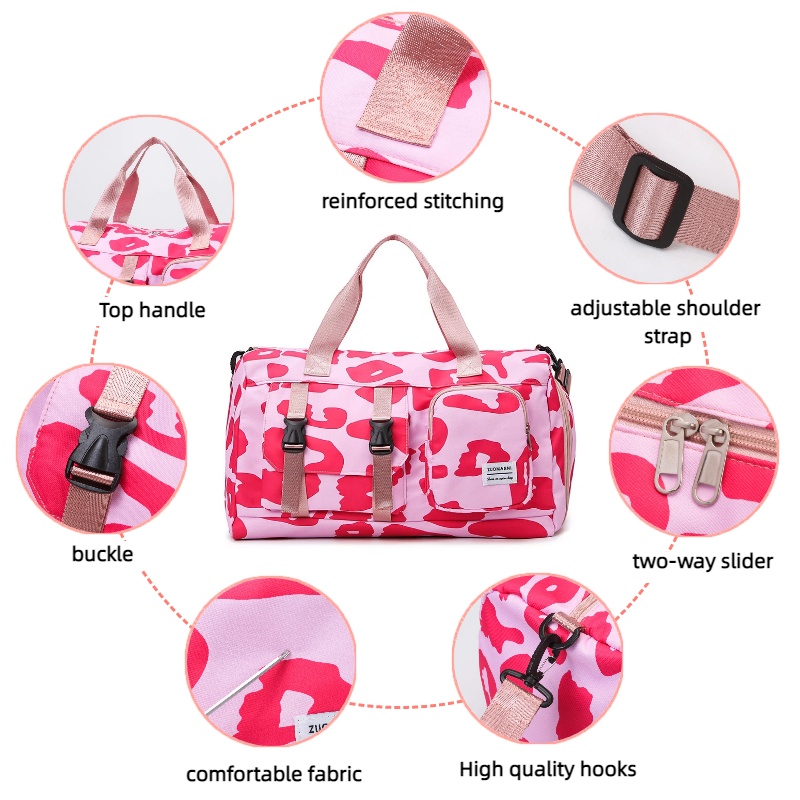세련된 레오파드 프린트 스포츠 짐 가방, 독립적인 신발 - Yoga Fitness Bag 리뷰 및 가격