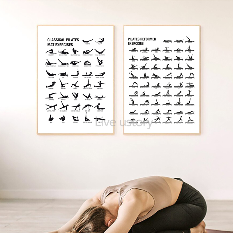 프레임리스 필라테스 운동 차트 포스터 캔버스 프린트,  - Fitness Yoga Pilates 리뷰 및 가격