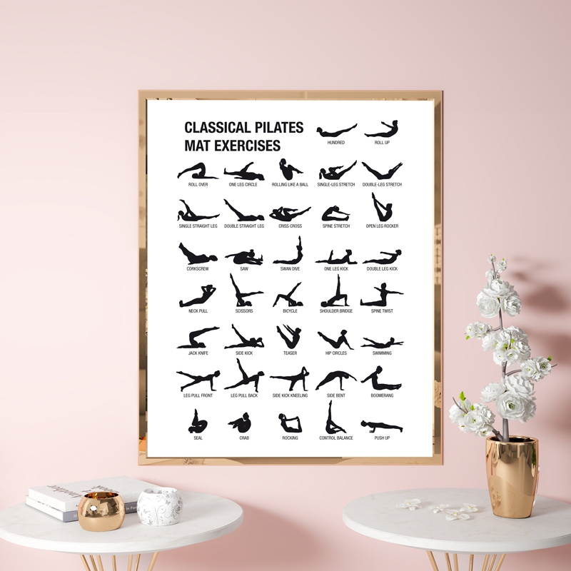 프레임리스 필라테스 운동 차트 포스터 캔버스 프린트,  - Fitness Yoga Pilates 리뷰 및 가격